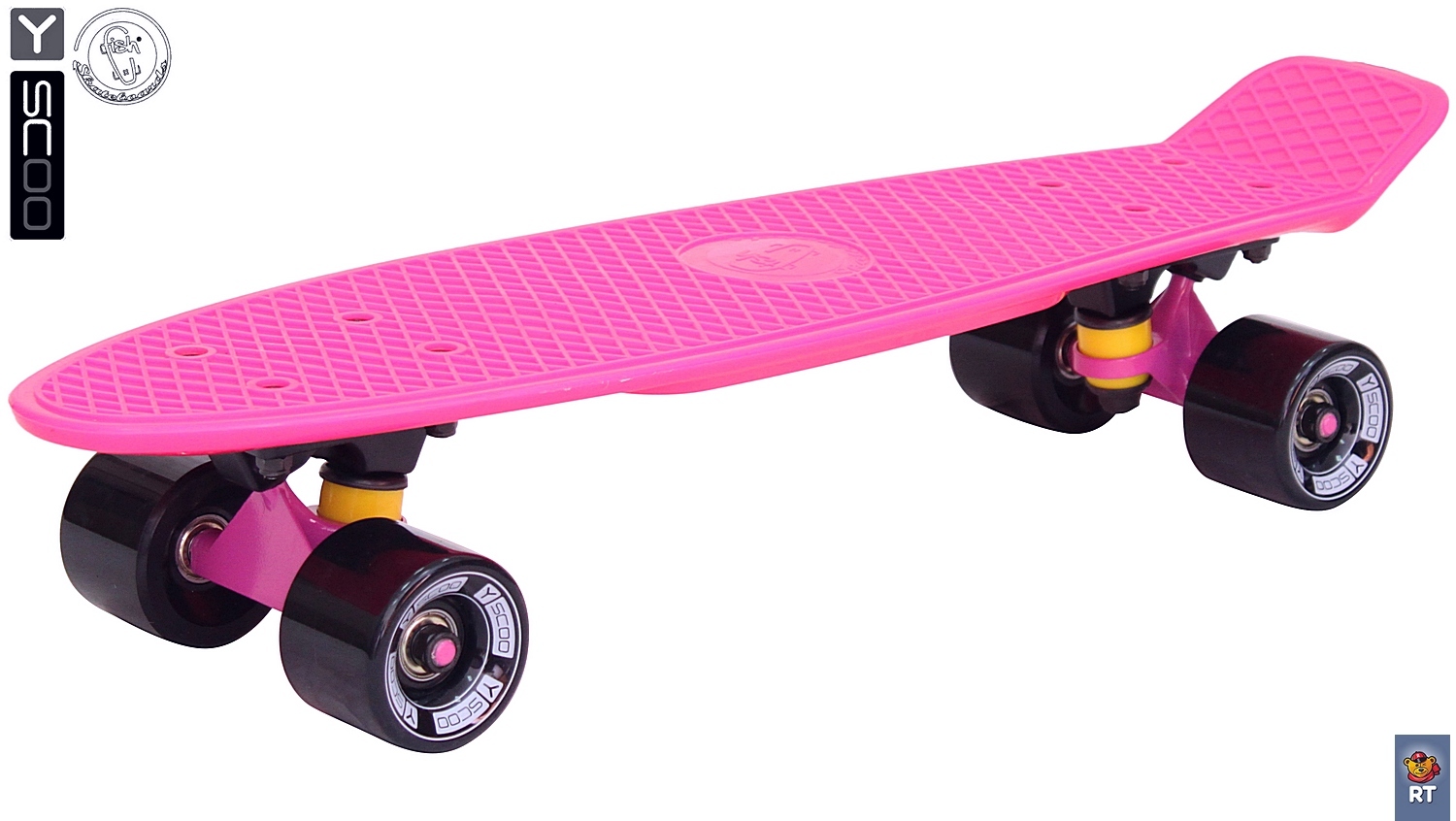 Скейтборд виниловый Y-Scoo Fishskateboard 22" 401-P с сумкой, розовый  
